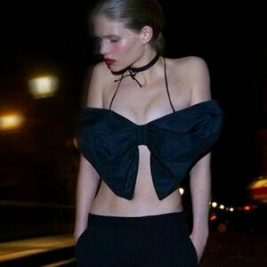 Zara Black Bow Halter Top